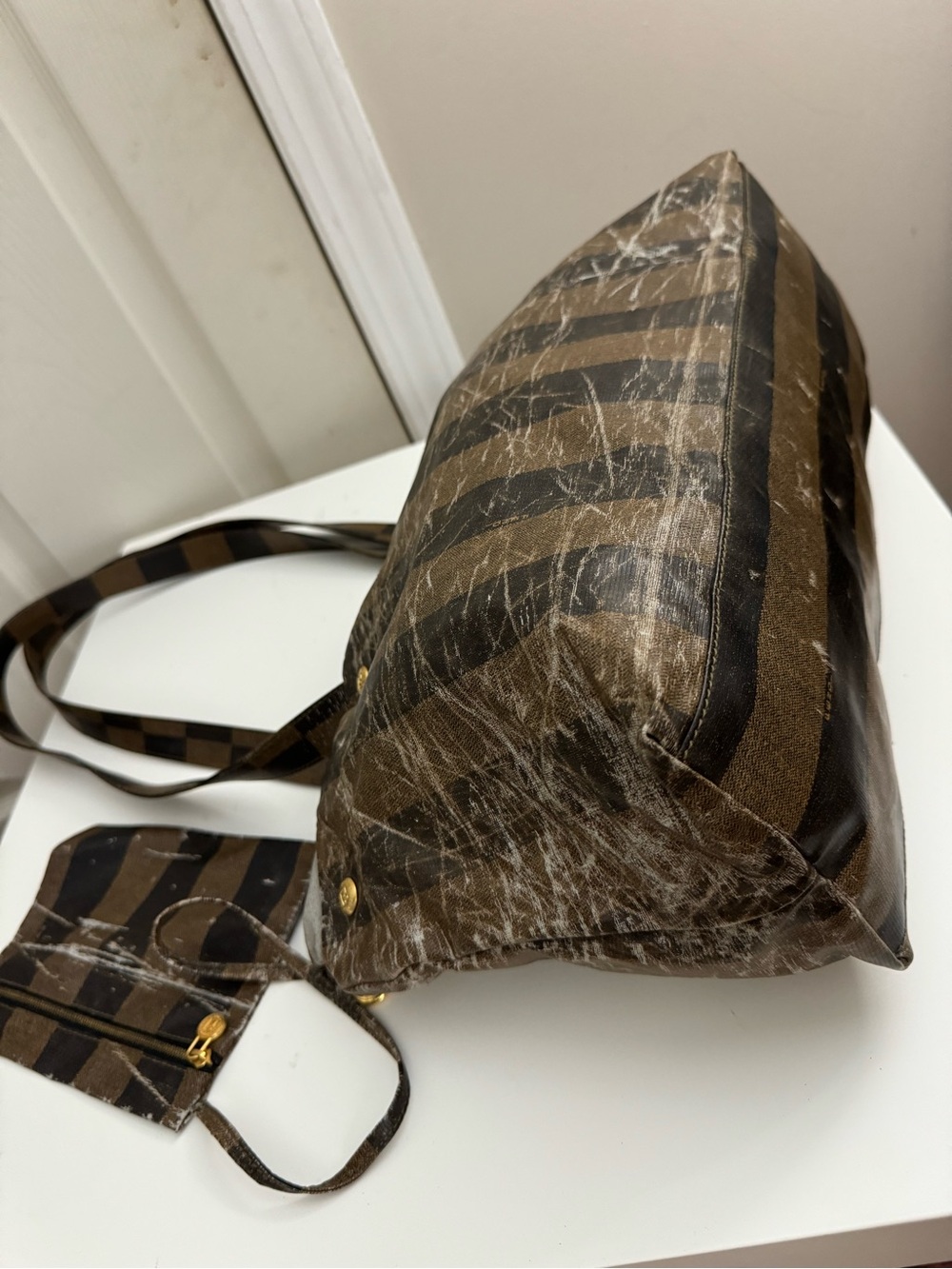Authentic Vintage Fendi Pequin Tote Bag 43325960059 Made In Italy - Picture 7 of 16